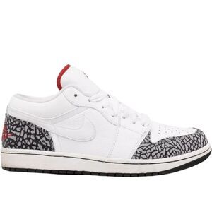 Air Jordan 1 Phat Low White / Red / Cement Grey Elephant Print Swoosh 8.5